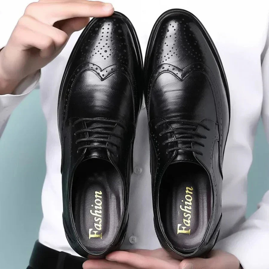 Buty męskie garniturowe skórzane, eleganckie i wizytowe, do garnituru i na wesele - Czarny