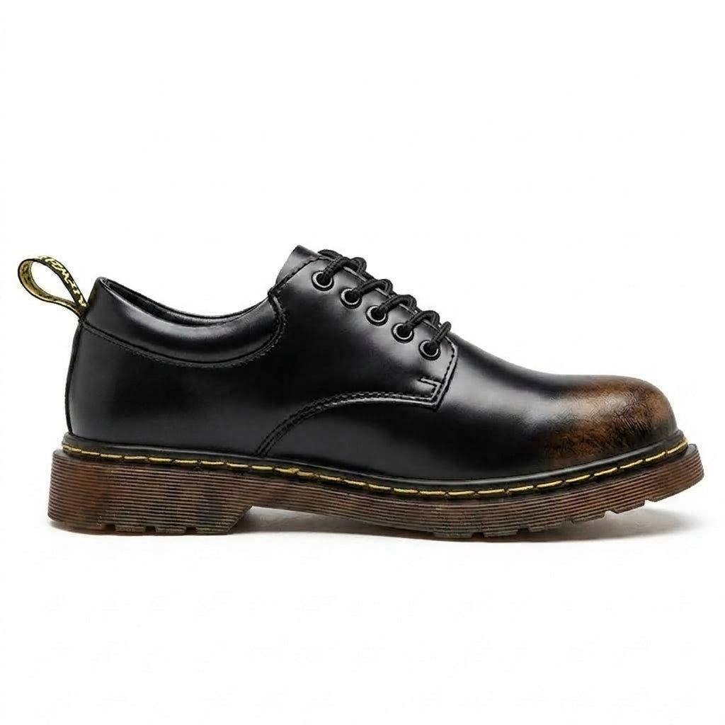 Buty skórzane męskie derby, sznurowane półbuty na co dzień i do garnituru - Czarny