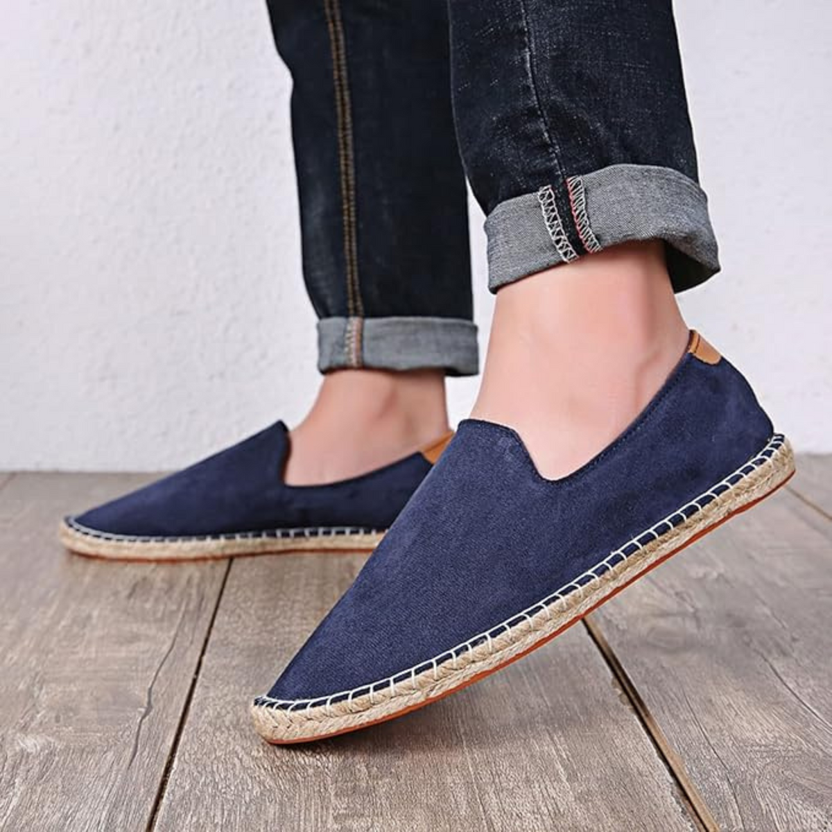 Espadryle męskie wsuwane, lekkie buty na lato z plecioną krawędzią - zdjęcie 8