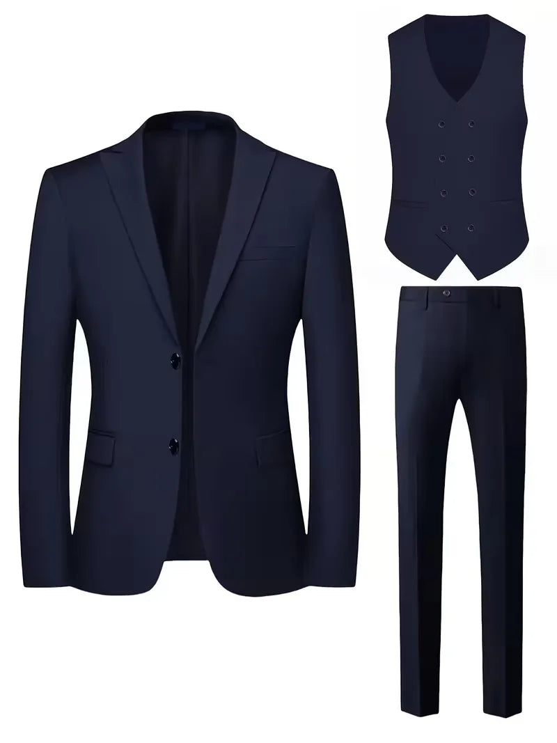 Garnitur męski trzyczęściowy slim fit z kamizelką, na wesele i na galę - garnitur ślubny - zdjęcie 15