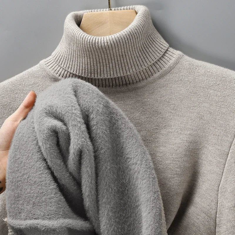 Golf męski z wełny merino, elegancki na zimę i pod marynarkę - ciepły sweter - zdjęcie 6