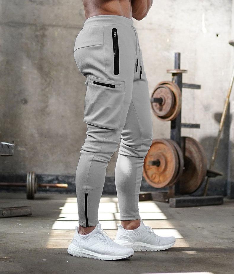 Lekkie, zwężane spodnie joggery z kieszeniami cargo dla mężczyzn