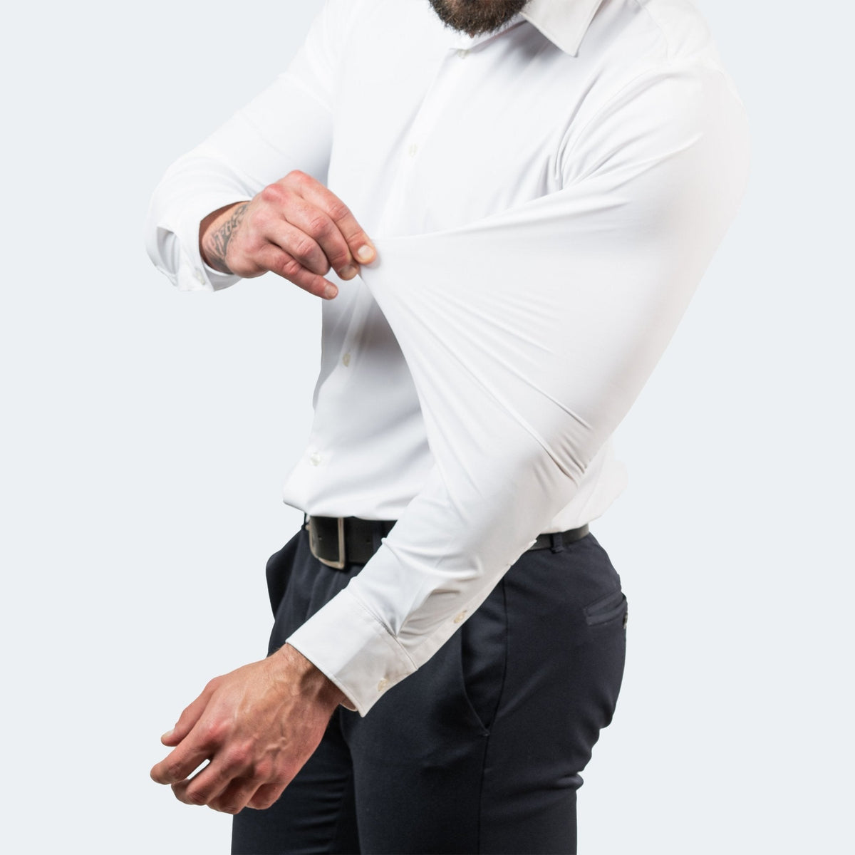 Koszula męska z długim rękawem, elastyczna i niewymagająca prasowania, slim fit - zdjęcie 4