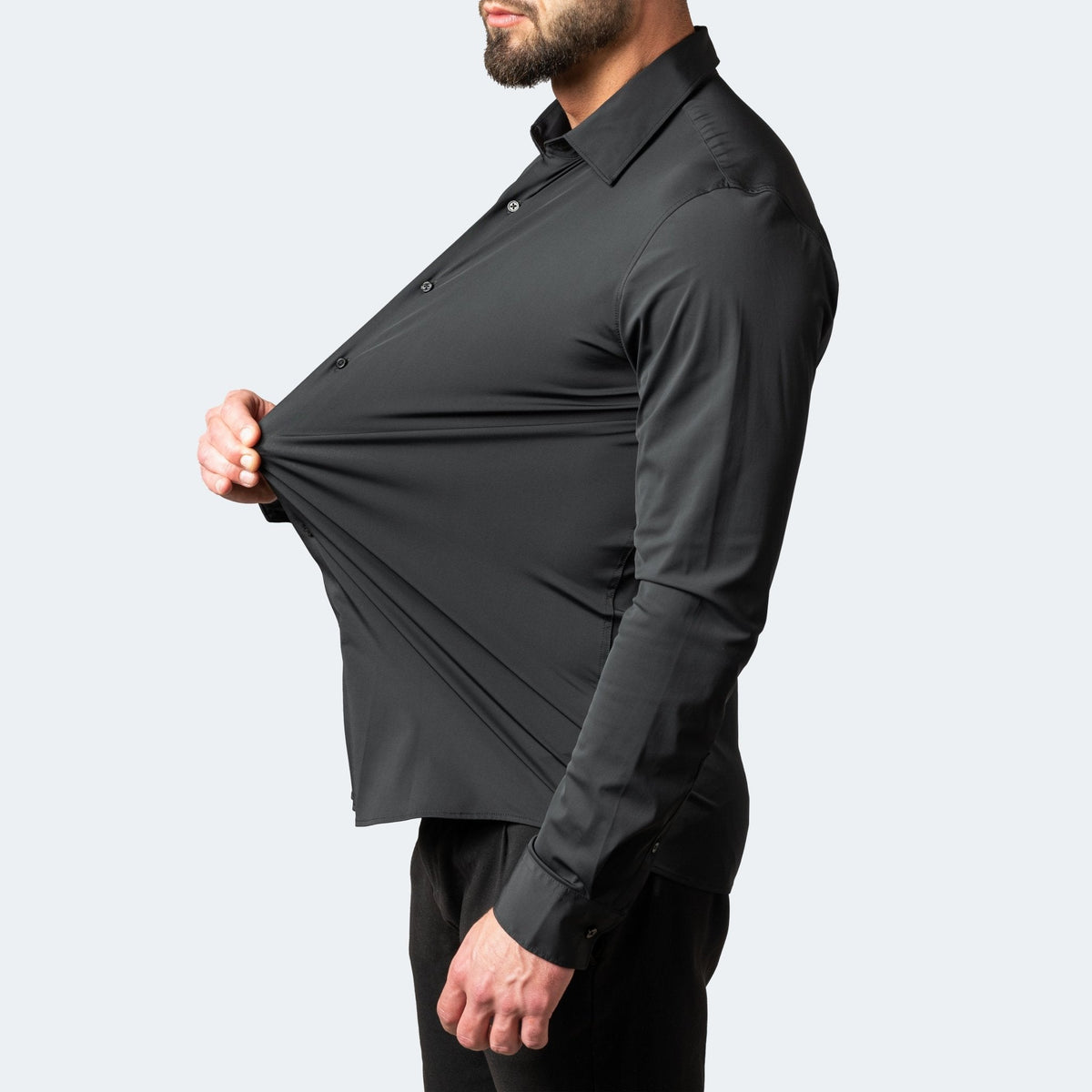 Koszula męska z długim rękawem, elastyczna i niewymagająca prasowania, slim fit - zdjęcie 5