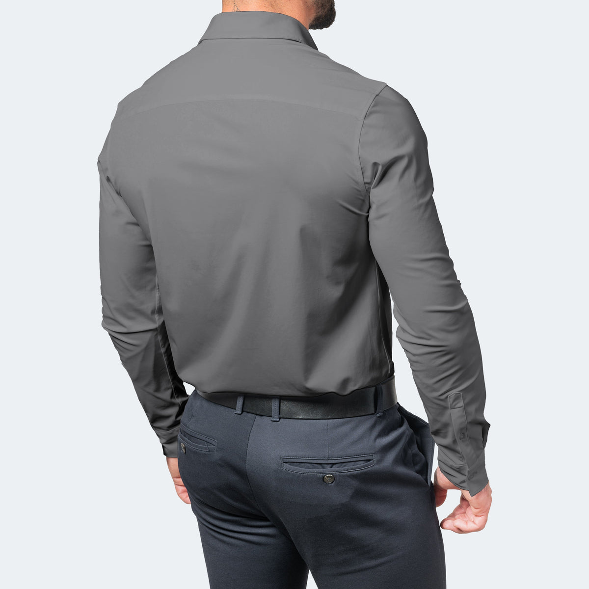 Koszula męska z długim rękawem, elastyczna i niewymagająca prasowania, slim fit - zdjęcie 7