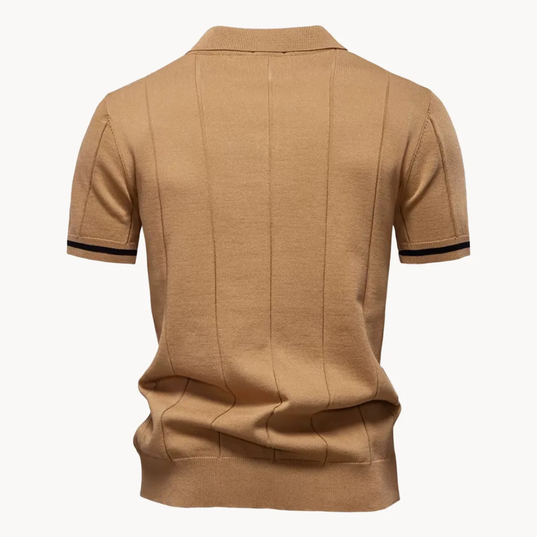 Koszulka polo męska z krótkim rękawem i zamkiem, klasyczny kołnierzyk, elegancka na lato - view 12