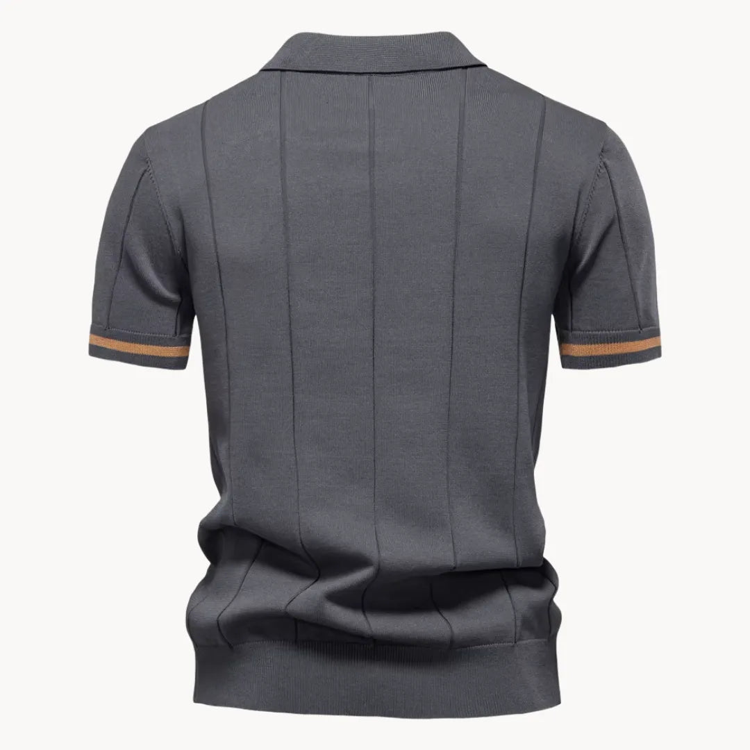 Koszulka polo męska z krótkim rękawem i zamkiem, klasyczny kołnierzyk, elegancka na lato - view 22