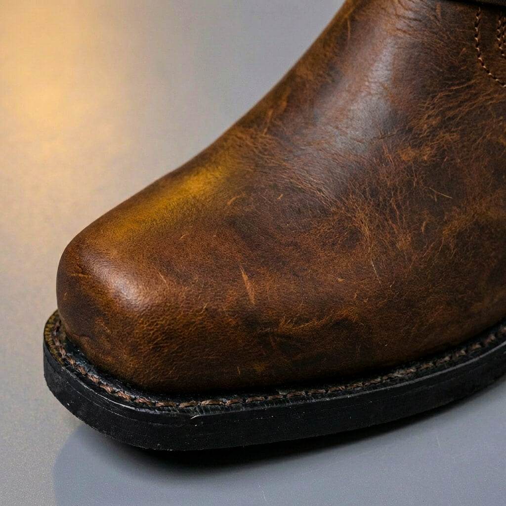 Kowbojki męskie skórzane w stylu vintage z klamrą harness, na co dzień i do jeansów - view 7