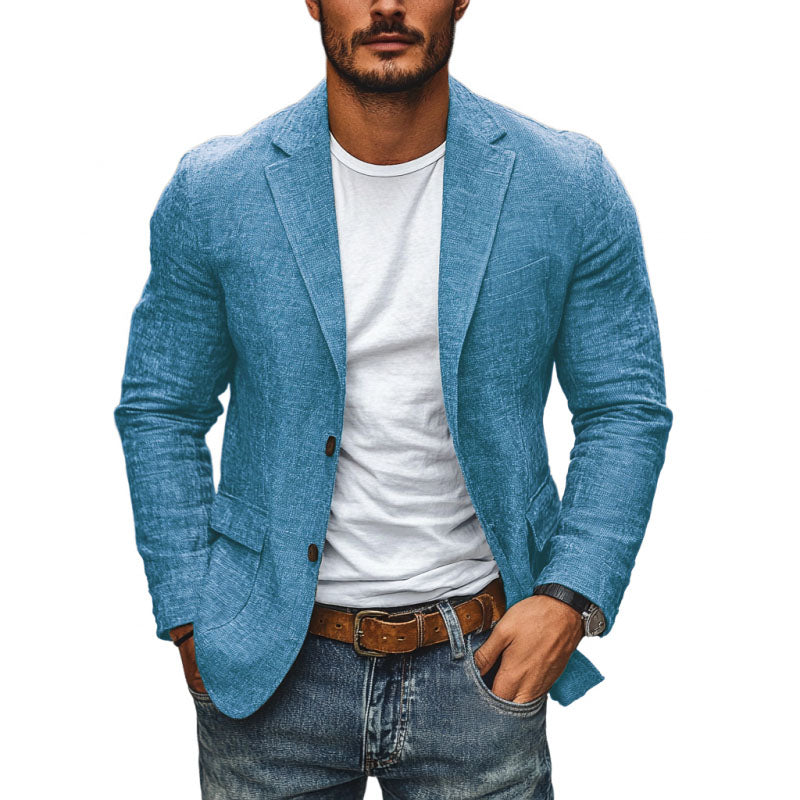Marynarka męska slim fit, casualowa do jeansów, na wesele i do biura - Niebieski