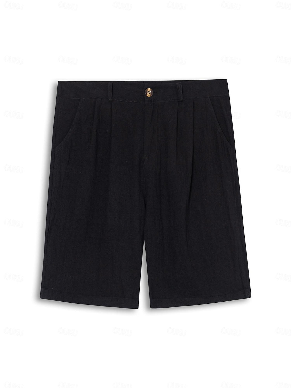 Spodenki męskie eleganckie chino, krótkie na lato - szorty z zakładkami i mankietami - view 7