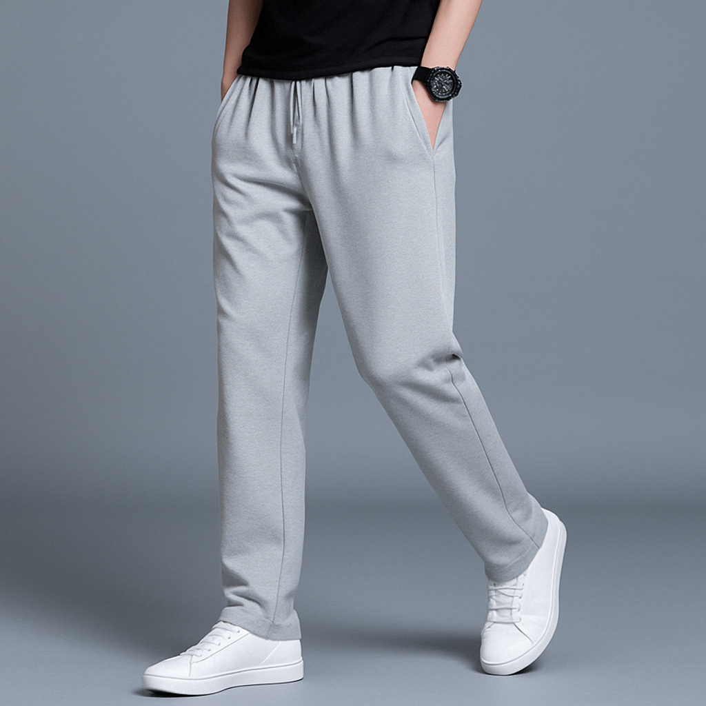 Spodnie dresowe męskie regular fit z szerokimi nogawkami, na co dzień i na trening - bez ściągaczy - Jasnoszary