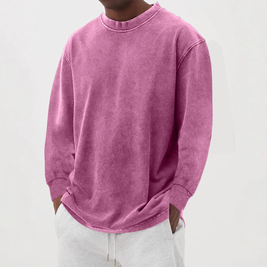 Sweter męski oversize z długim rękawem, dzianinowy, na jesień i zimę - Różowy