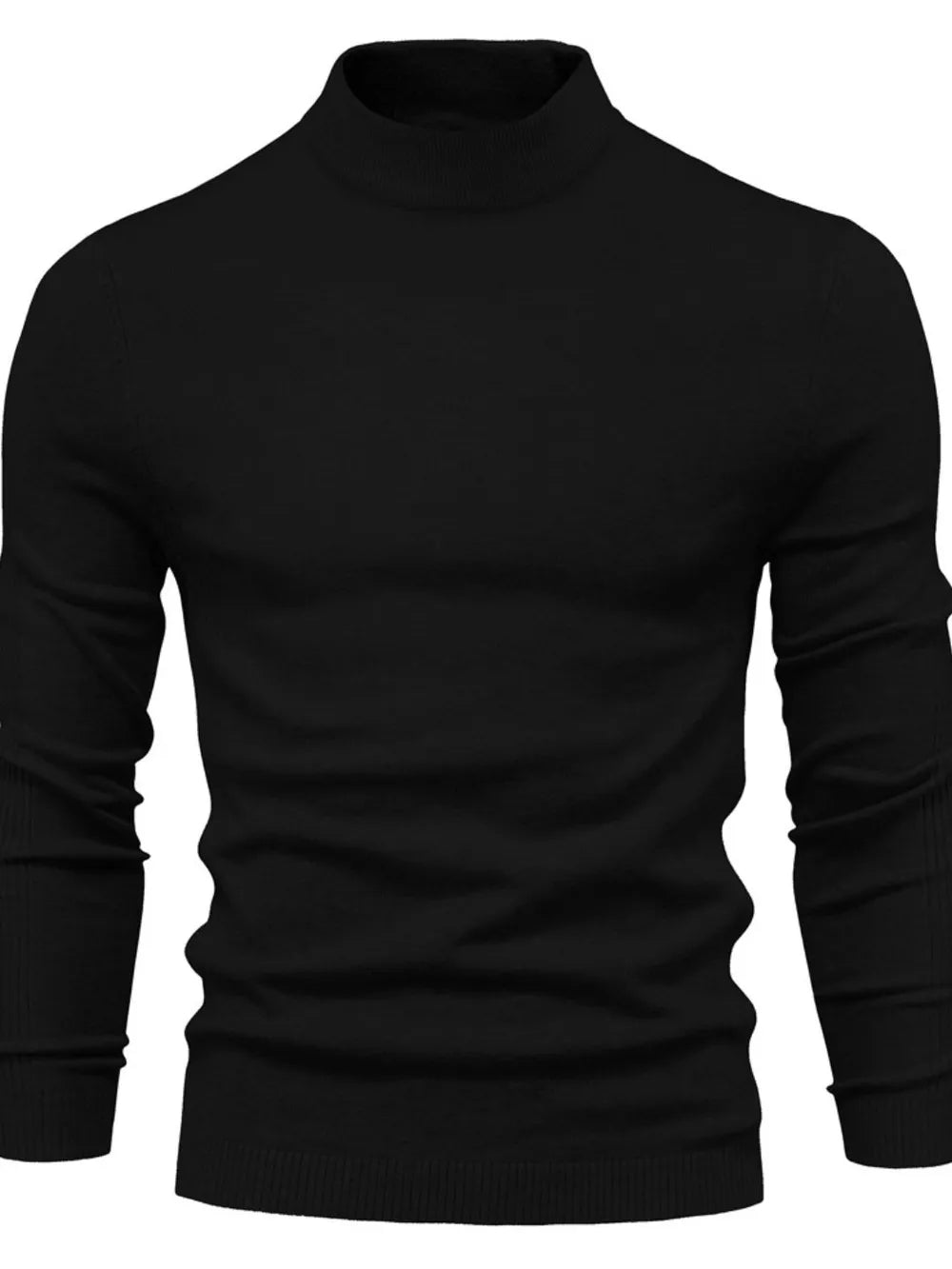 Sweter męski półgolf z dzianiny, elegancki i ciepły na jesień i zimę - Czarny