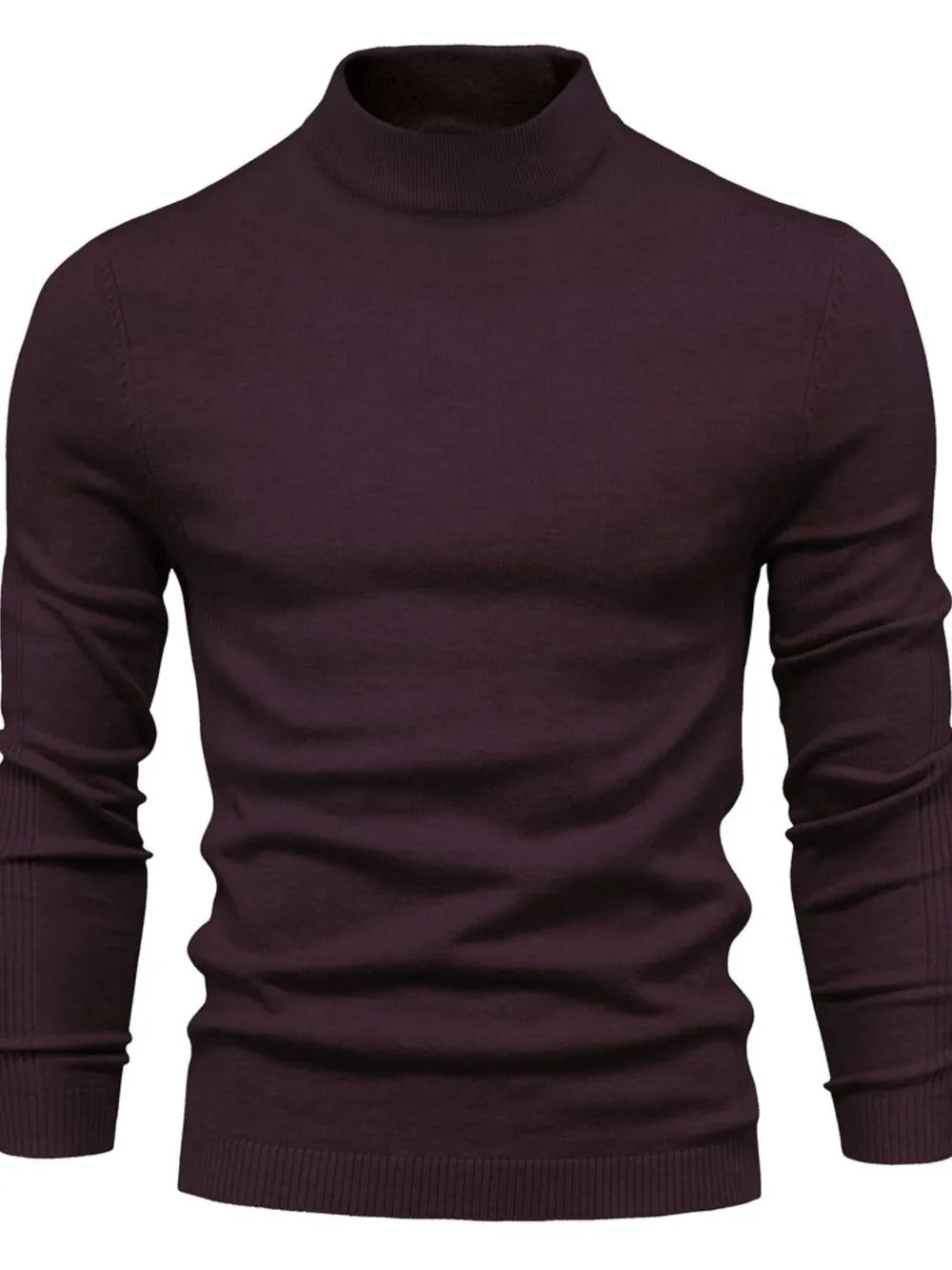 Sweter męski półgolf z dzianiny, elegancki i ciepły na jesień i zimę - Śliwkowy Fiolet
