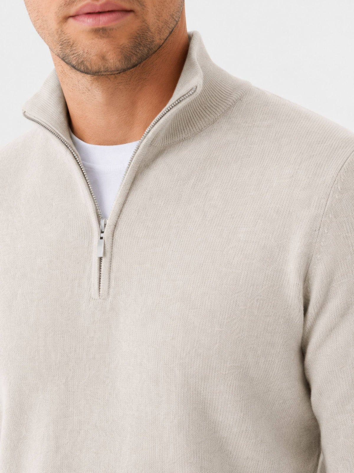 Sweter męski wełniany z zamkiem i stójką, elegancki na co dzień - półgolf na zimę - zdjęcie 11