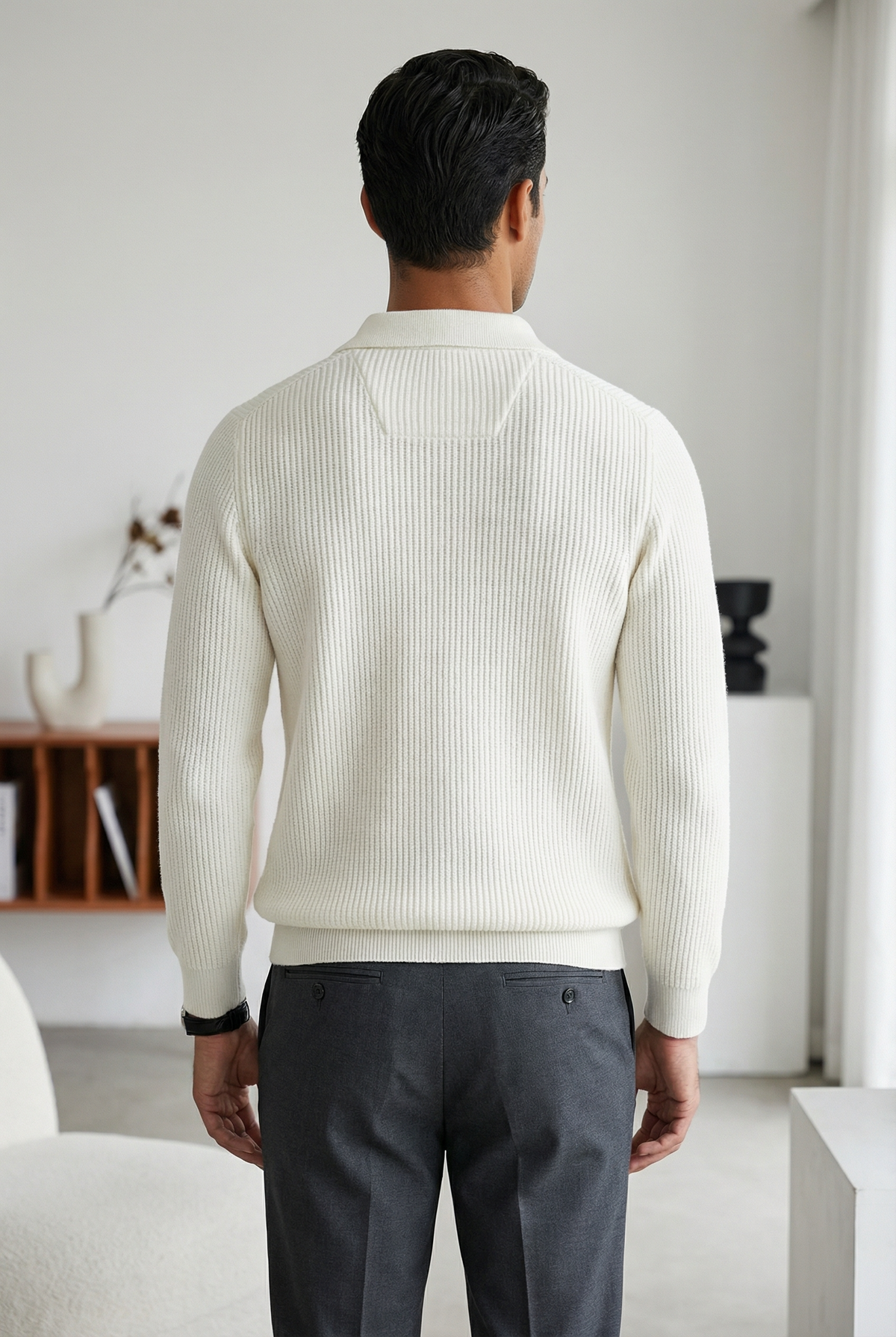 Sweter męski z suwakiem i kołnierzem, elegancki na jesień i zimę - półgolf ze stójką - zdjęcie 6
