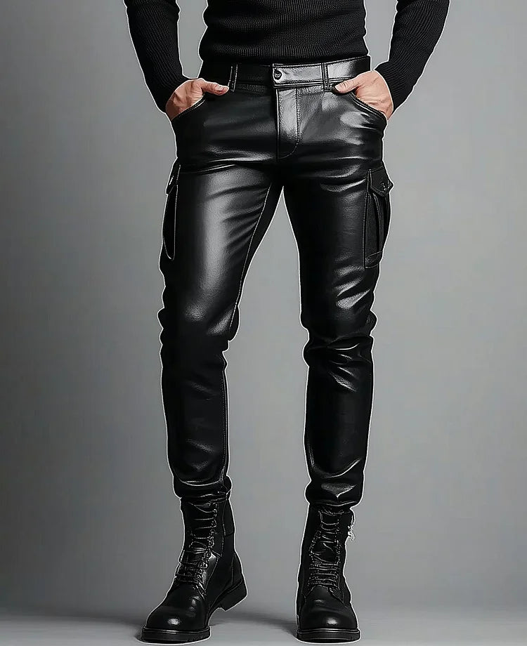 Noirski | Spodnie ze skóry PU o dopasowanym kroju