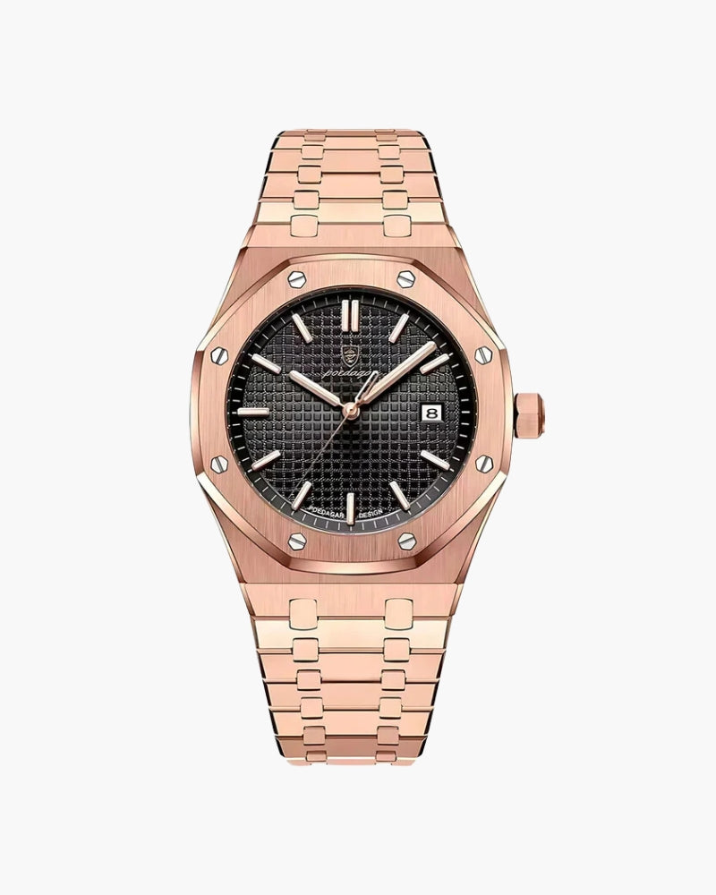 Zegarek Męski Santorini Elite Złoty Różowy Stal Nierdzewna Wodoodporny Mechanizm Kwarcowy-2
