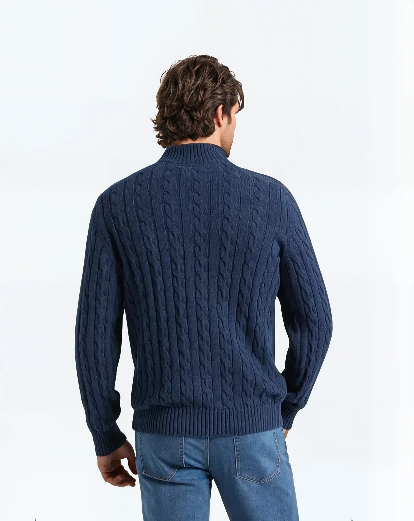 Damski Sweter Bawełniany Z Długim Rękawem I Stojącym Kołnierzem, Kolor Szary, Rozmiar S-XL-3