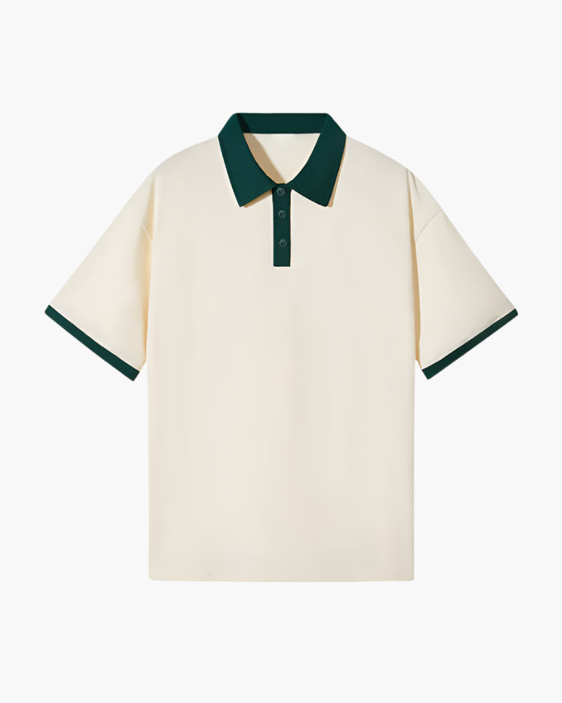 Koszulka polo z kontrastowym kołnierzykiem, luźnym krojem i eleganckim wykończeniem