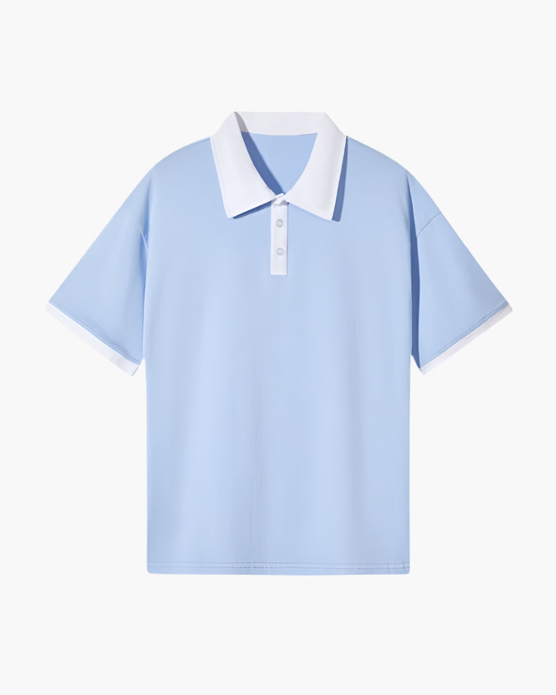 Koszulka polo z kontrastowym kołnierzykiem, luźnym krojem i eleganckim wykończeniem