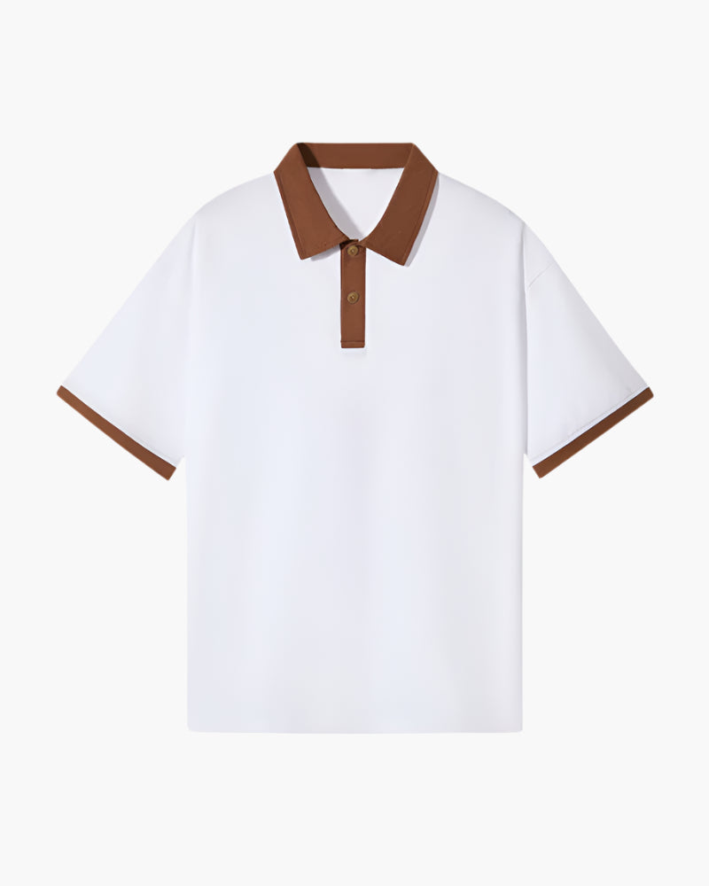 Koszulka polo z kontrastowym kołnierzykiem, luźnym krojem i eleganckim wykończeniem