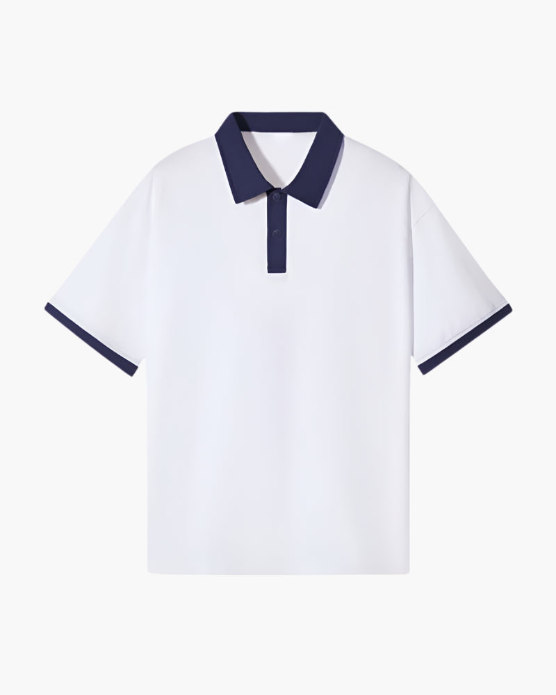 Koszulka polo z kontrastowym kołnierzykiem, luźnym krojem i eleganckim wykończeniem
