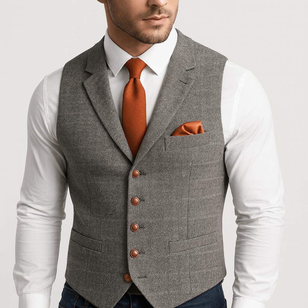 Jednorzędowa kamizelka o dopasowanym kroju dla mężczyzn – formalny wygląd