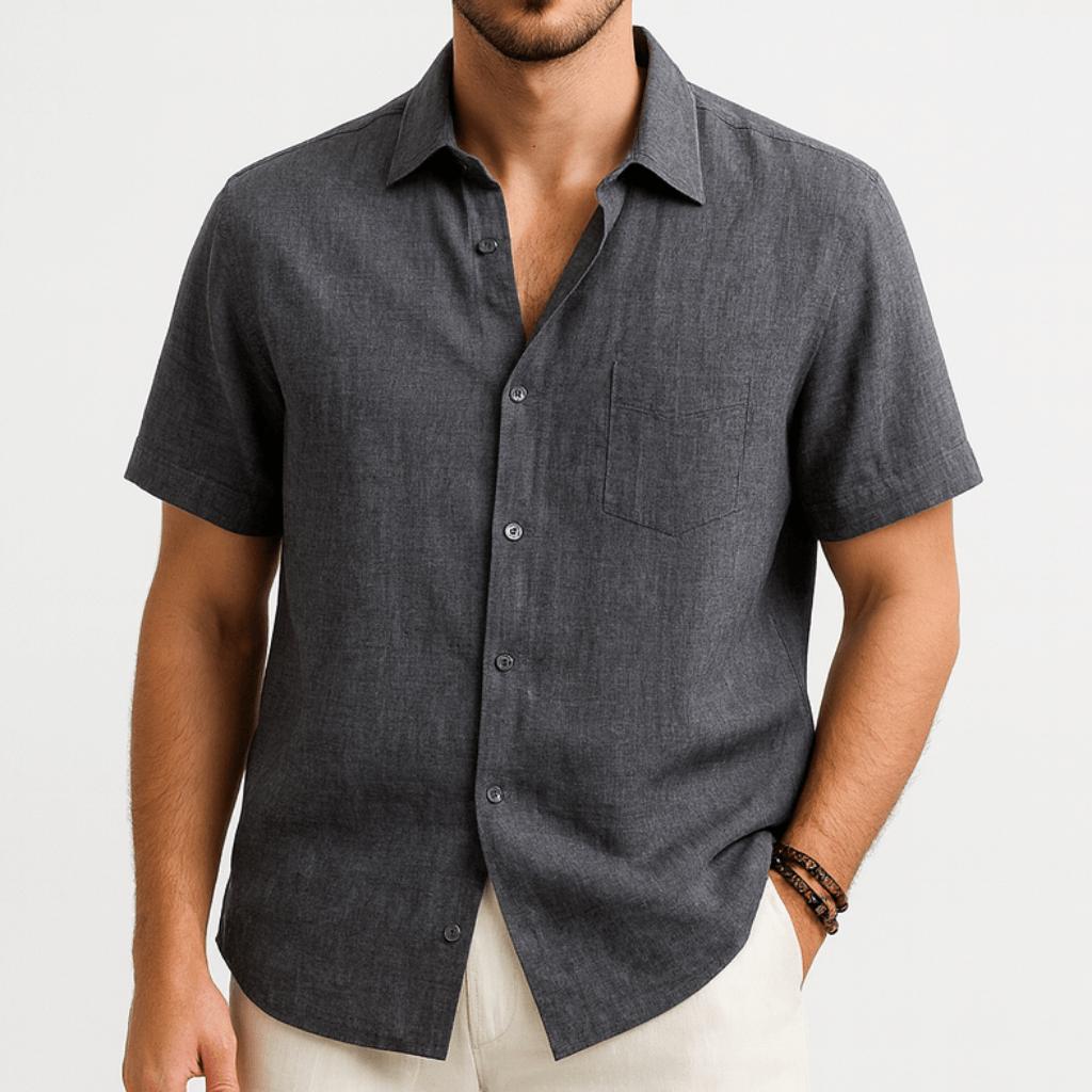Klasyczna koszula męska z krótkim rękawem i zapięciem na guziki
