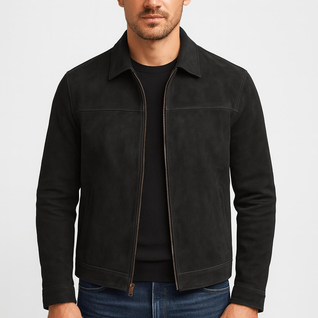Klasyczna skórzana kurtka męska ze stylowym zamkiem błyskawicznym - Wygodny krój