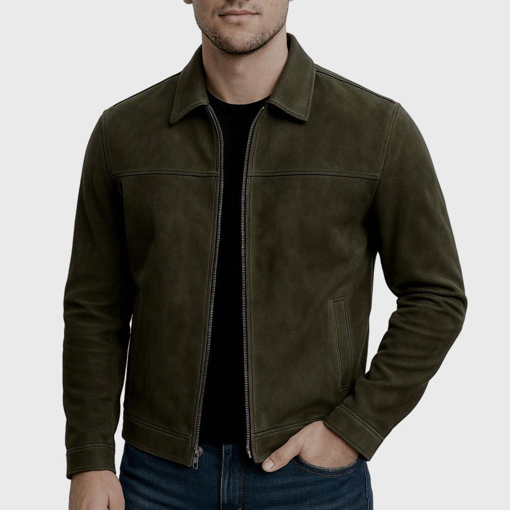 Klasyczna skórzana kurtka męska ze stylowym zamkiem błyskawicznym - Wygodny krój
