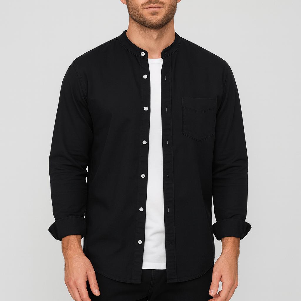Koszula bawełniana z guzikami – swobodna, z długim rękawem dla mężczyzn