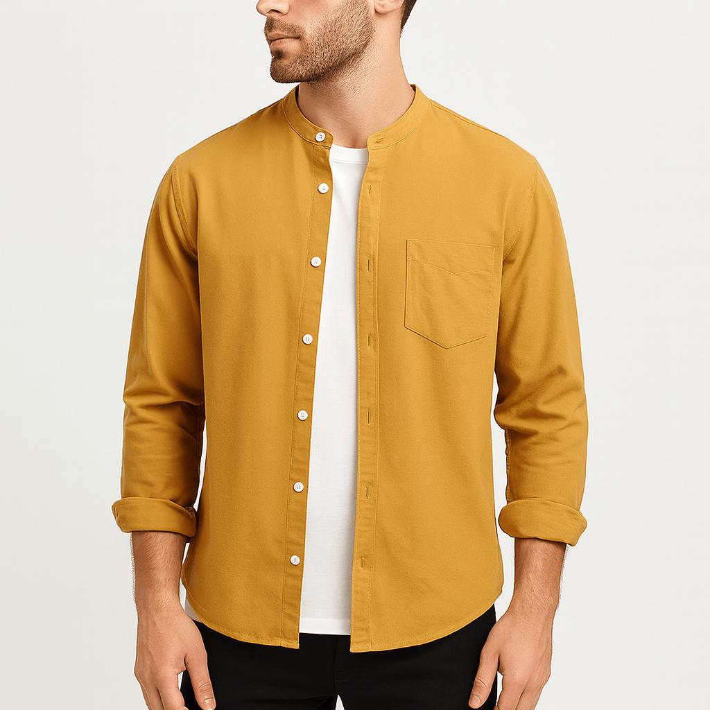 Koszula bawełniana z guzikami – swobodna, z długim rękawem dla mężczyzn