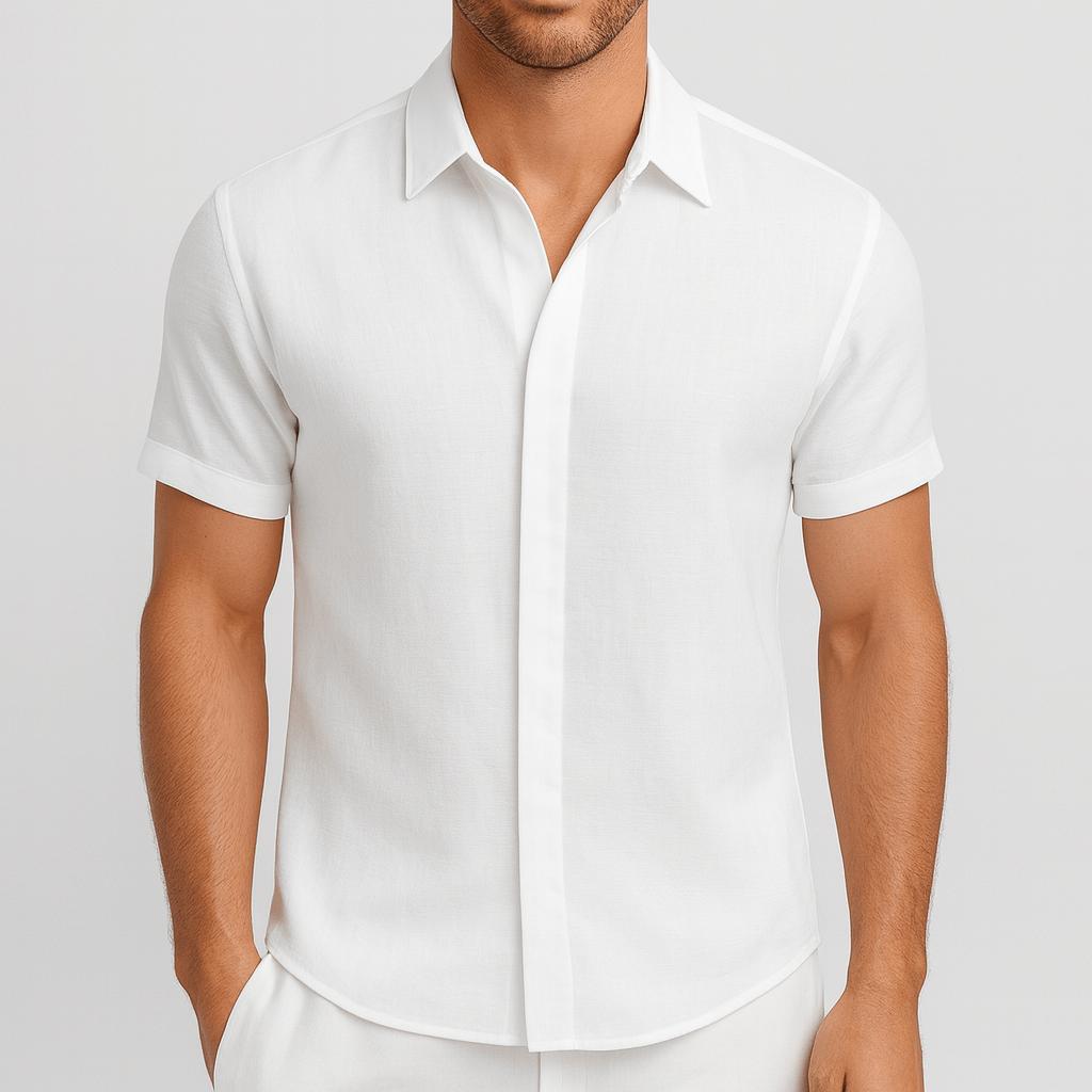 Koszula lniana z krótkim rękawem dla mężczyzn – przewiewny, letni design