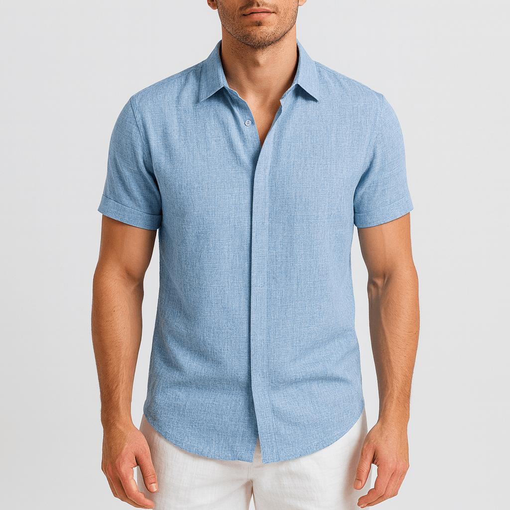 Koszula lniana z krótkim rękawem dla mężczyzn – przewiewny, letni design