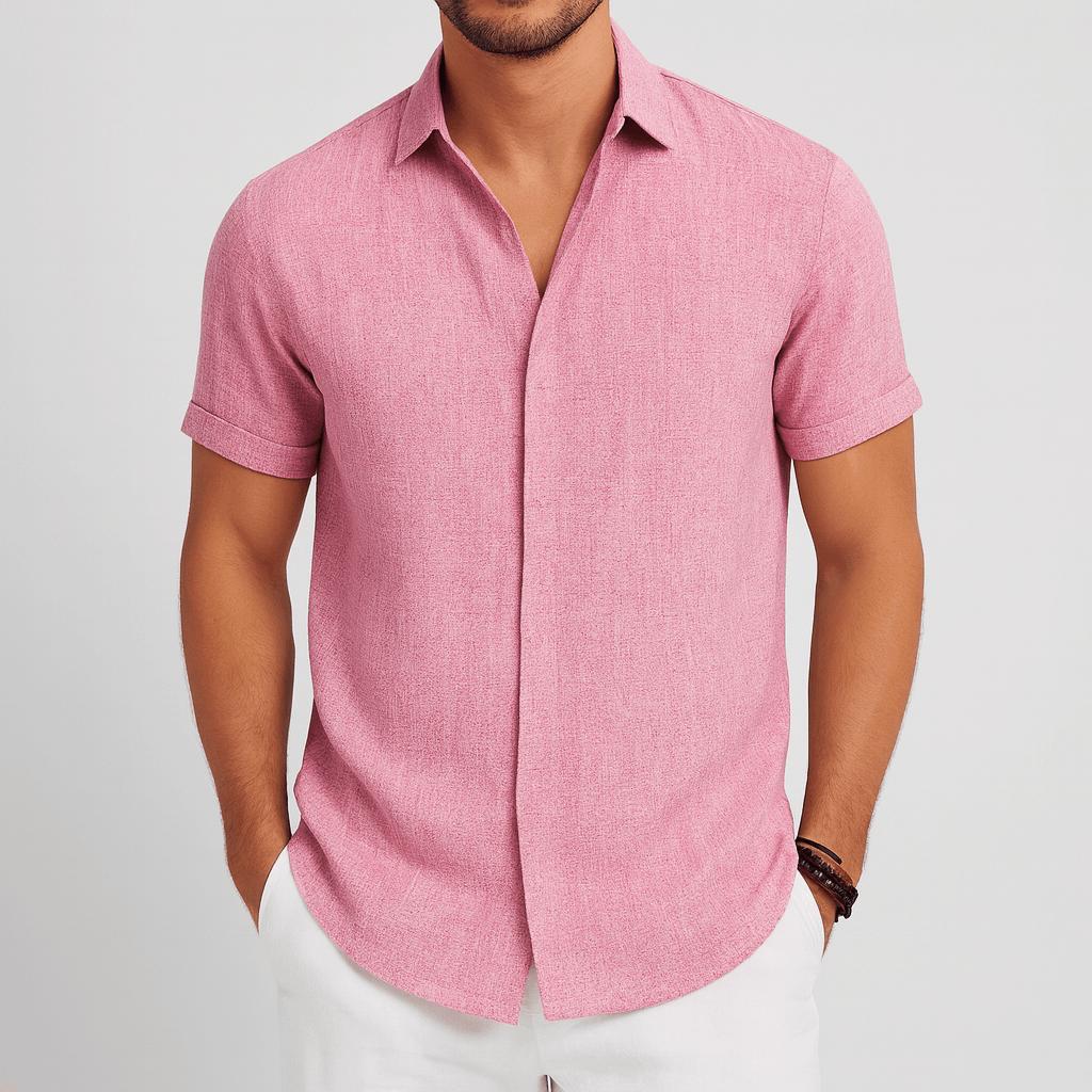 Koszula lniana z krótkim rękawem dla mężczyzn – przewiewny, letni design