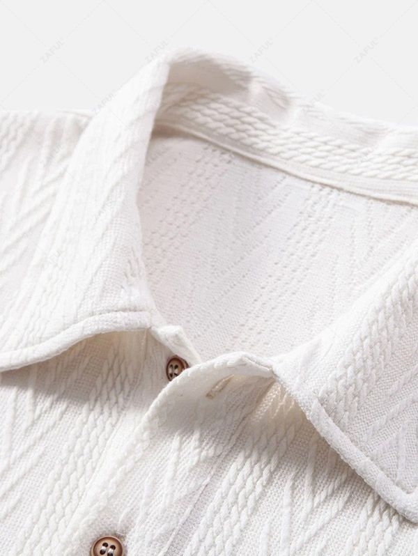 Koszula z krótkim rękawem i teksturą żakardową oraz proste spodnie zestawy