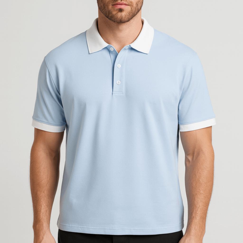 Koszulka polo z kontrastowym kołnierzykiem, luźnym krojem i eleganckim wykończeniem