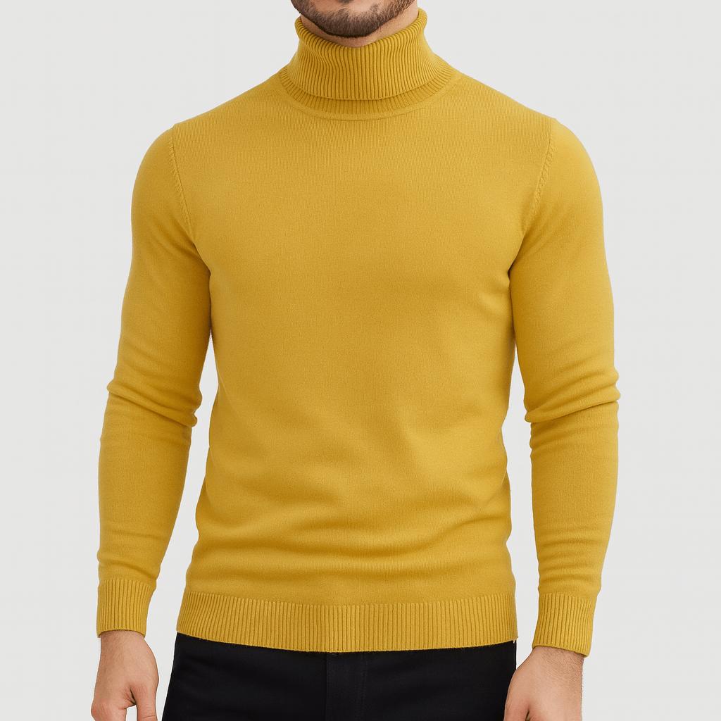 Lekki bawełniany sweter z golfem dla mężczyzn - Elegancki i ponadczasowy design