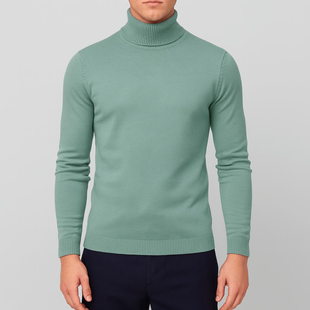 Lekki bawełniany sweter z golfem dla mężczyzn - Elegancki i ponadczasowy design