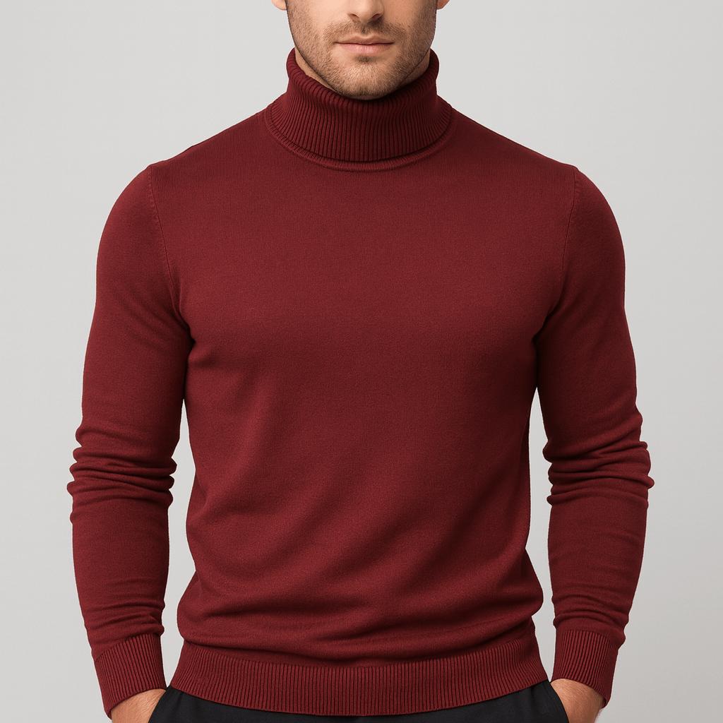 Lekki bawełniany sweter z golfem dla mężczyzn - Elegancki i ponadczasowy design