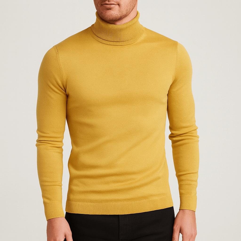 Lekki bawełniany sweter z golfem dla mężczyzn - Elegancki i ponadczasowy design