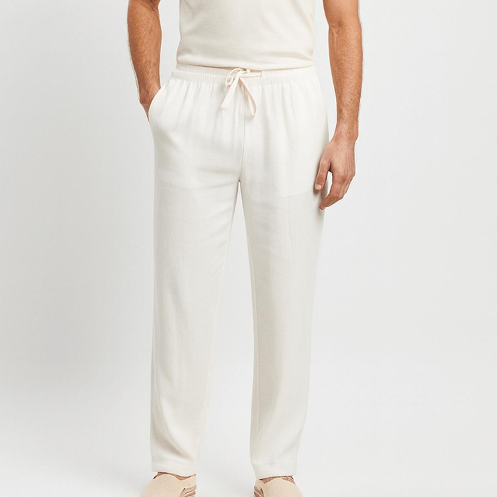 Lekkie spodnie lniane ze sznurkiem – luźny krój dla mężczyzn
