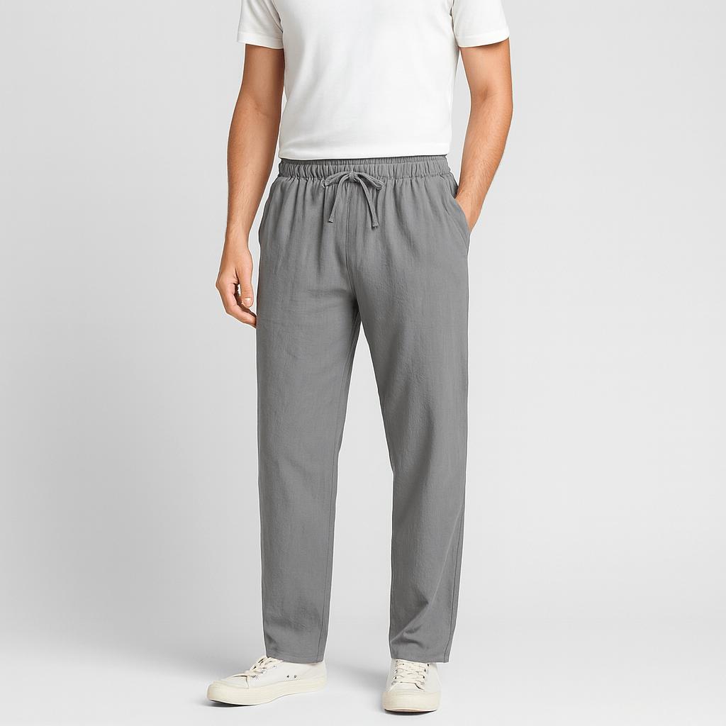 Lekkie spodnie lniane ze sznurkiem – luźny krój dla mężczyzn