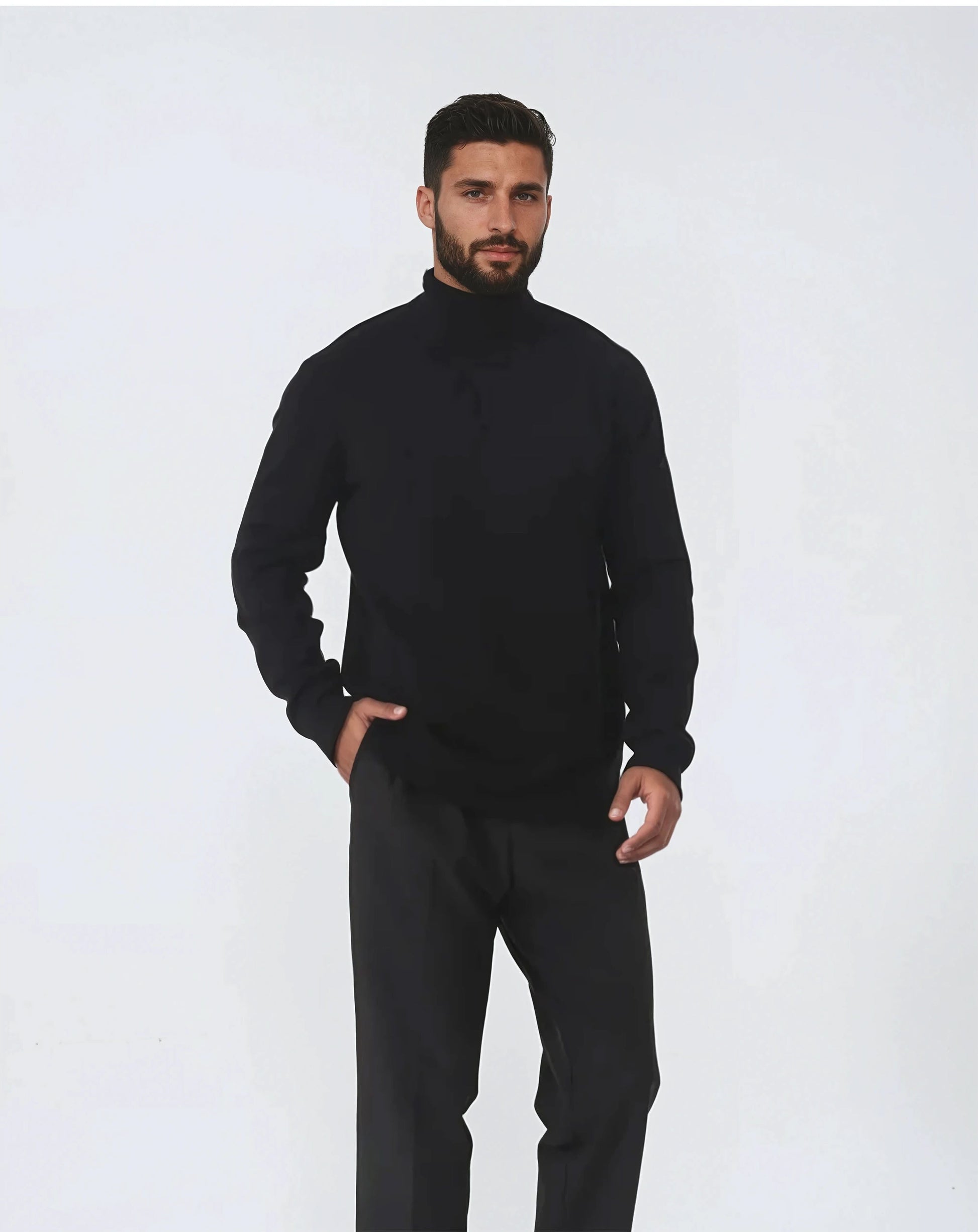 Męski Golf Merino Wełna Szary Rozmiar M Ciepły Sweter Golfowy-2