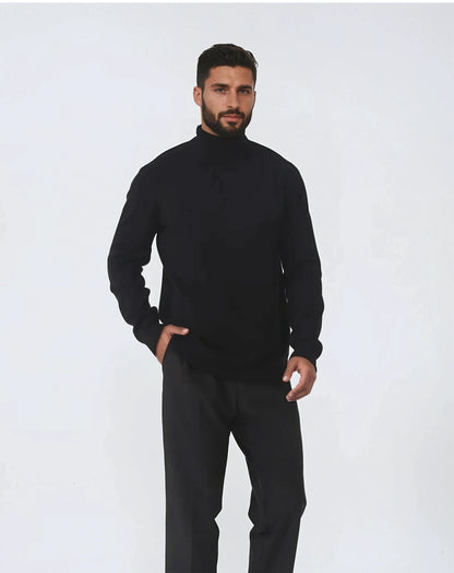 Męski Golf Merino Wełna Szary Rozmiar M Ciepły Sweter Golfowy-2