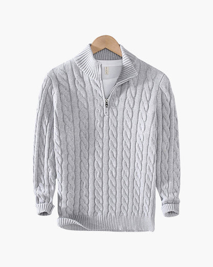 Damski Sweter Bawełniany Z Długim Rękawem I Stojącym Kołnierzem, Kolor Szary, Rozmiar S-XL-1