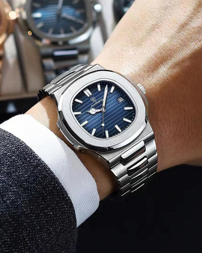 Męski Zegarek Wodoodporny 41 mm Stal Nierdzewna Kwarcowy Elegancki Design-2