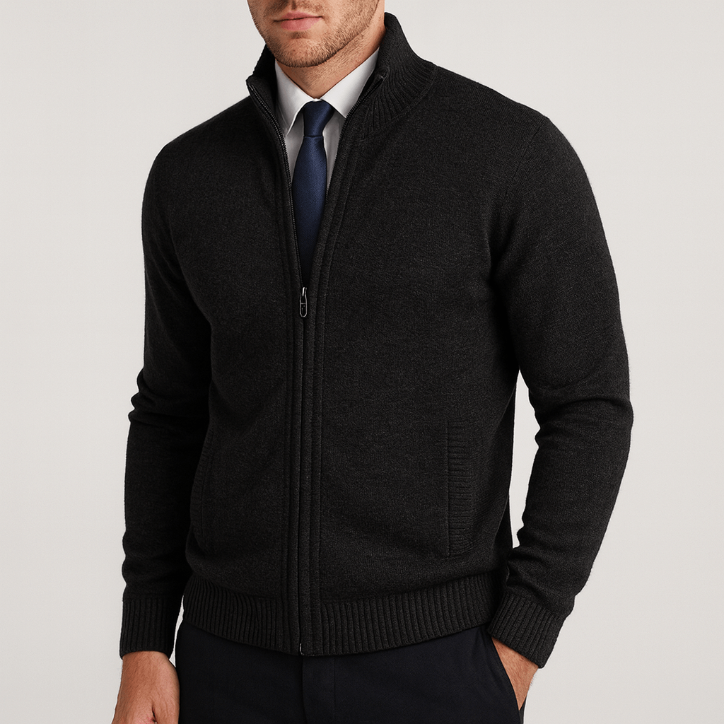 Noirski | Elegancki kardigan z wysokim kołnierzem