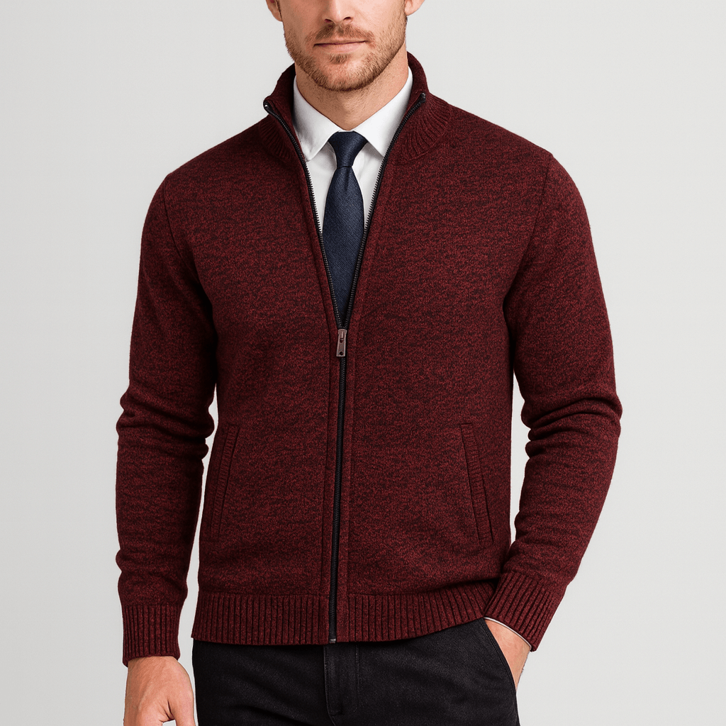 Noirski | Elegancki kardigan z wysokim kołnierzem